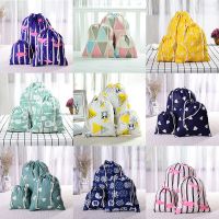 Geometric Pink Drawstring Cotton Linen Storage Bag Christmas Gift Candy Tea Jewelry Organizer Cosmetic Coins Keys Bags 49068