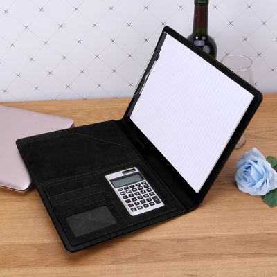 A4 Leather Conference File Folder Document Manager Organizer With Calculator W3JD