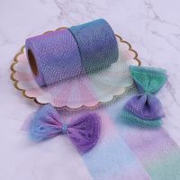 【hot】！ 6cm 5Yards Tulle Colorful Iridescent Mesh Headband Baking Wrapping Material Event Decoration