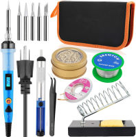 Soldering Iron Kit, 80W 220V Digital LCD Solder Iron with ON/Off Switch Adjustable Temperature Controlled and Fast Heating Thermostatic Design Welding Tools for Electronics (Blue)