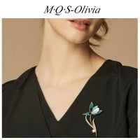 M·Q·S-Olivia  เข็มกลัด ประดับไข่มุก พลอยเทียม ลายดอกไม้ หรูหรา คุณภาพสูง สไตล์วินเทจ อุปกรณ์เสริม สําหรับตกแต่งเสื้อผ้า