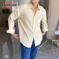 KYUSHUAD เสื้อสุภาพบุรุษสบายๆเสื้อสามมิติของผู้ชายเสื้อเชิ้ตมีลายเสื้อพรีเมี่ยม