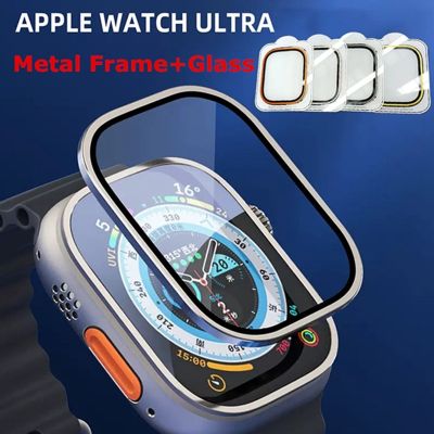 Metal Frame Case Glass For Apple Watch Ultra 49mm Full Cover Screen Protector Film for Apple iWatch Ultra Watch Ultra Glass Tapestries Hangings