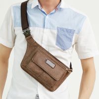 [COD] Mens Baotou cowhide wholesale multifunctional chest bag mens Messenger genuine leather mobile phone pocket