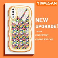 YIWESAN เคสปลอกสำหรับ Samsung Galaxy A30s A50s A50,เคสแฟชั่นแบบเต็มจอลายหมีขอบเป็นคลื่นกันกระแทกแบบใสนิ่มเคสมือถือโปร่งใสลายกล้องถ่ายรูปสุดสร้างสรรค์เคสป้องกันซิลิกาเจล