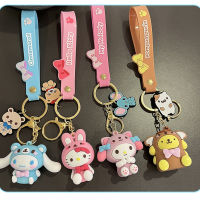 Kawaii Hello Sanrio Keyime Cartoon Melody Kuromi Cinnamoroll Doll Pendant Cute Toy Car Key Ring Boy Girls Gift