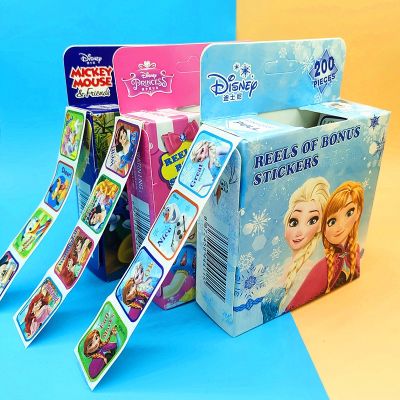 【CW】❍✈﹊  200 Sheets/Box Cartoon Pull Out Stickers Frozen Minnie Sticker Boy Teacher Reward