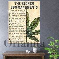 Vintage Weed Art Stoner Commandments โปสเตอร์สำหรับห้องนั่งเล่นตกแต่งบ้านพิมพ์