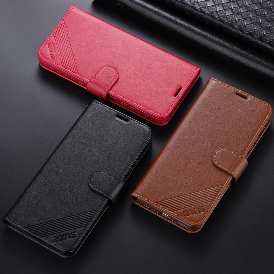 For Blackview A96 Cell Phone Case Magnetic Scratch-proof PU Leather+TPU  Card Slots Cover - Red