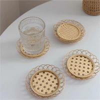 Non-slip Holder Rattan Cup Mat Dining Table Placemat Japanese Style Bamboo Saucer Mat