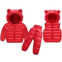 Toddler Winter Baby Outwear Girls Boys Clothing Sets Warm Faux Down Jacket Suit Children Kids Snowsuit Coats Vest Pants Overalls