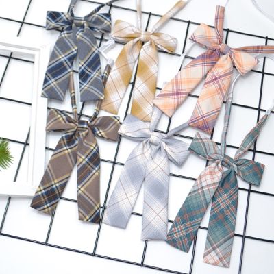 Hot Women Girls Casual JK Bow Ties uniform checked shirts Butterfly Yellow blue Bowties Cravat Vintage Neck tie Accessories