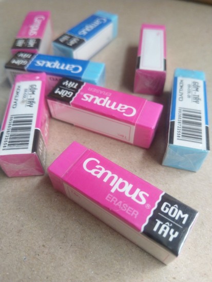 Gôm tẩy bút chì campus màu xanh, hồng không bụi, siêu mềm, siêu dẻo - ảnh sản phẩm 1