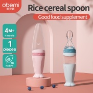 Oberni Baby Rice Cereal Spoon Milk Bottle Silicone Spoon Squeeze Baby