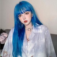 Deep blue and the women wig hair natural full head daily lake Lolita party sister cos web celebrity mermaid