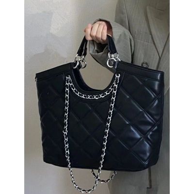 【Hot Sale】 luxury high-end sense fragrance Lingge tote bag new large-capacity handbag retro chain shoulder bag