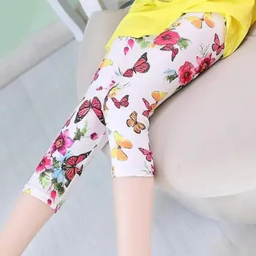 Baby Kids Girls Printing Flower Girls Stretch Leggings Kids Ankle Length  Pants Tights 2-13 Years
