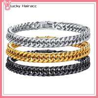 LUCKY HAIRACC 8mm คะ ห่วงโซ่เชื่อมโยง เหล็กไร้สนิม ขัดเงาเงางาม เครื่องประดับของผู้ชาย แฟชั่นสำหรับผู้หญิง ความยาว19ซม./21ซม. สร้อยข้อมือไมอามี่คิวบา ตัวผู้ผู้