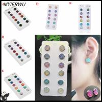 MYIERWU 6 Pairs/Set แฟชั่น เงิน หินธรรมชาติ อเมทิสต์ คริสตัล สตั๊ดหูควอตซ์ ต่างหู Durzy แอมเบอร์ โอปอล ต่างหูตาม้า