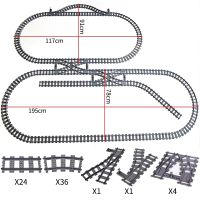 รถไฟเมืองสวิตช์ยืดหยุ่นรางรถไฟที่ข้ามของเล่นตัวต่อเข้ากันได้บล็อคก่อสร้างโค้งตรงแบบส้อมที่มี7996