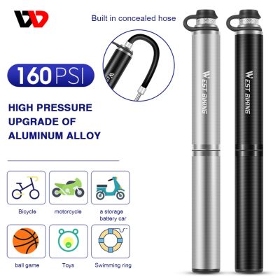 WEST BIKING Bicycle Air Pump 160PSI MTB Bike Presta Schrader Valve Hose Portable Pump Cycling Basketball Tire Inflator Valve New