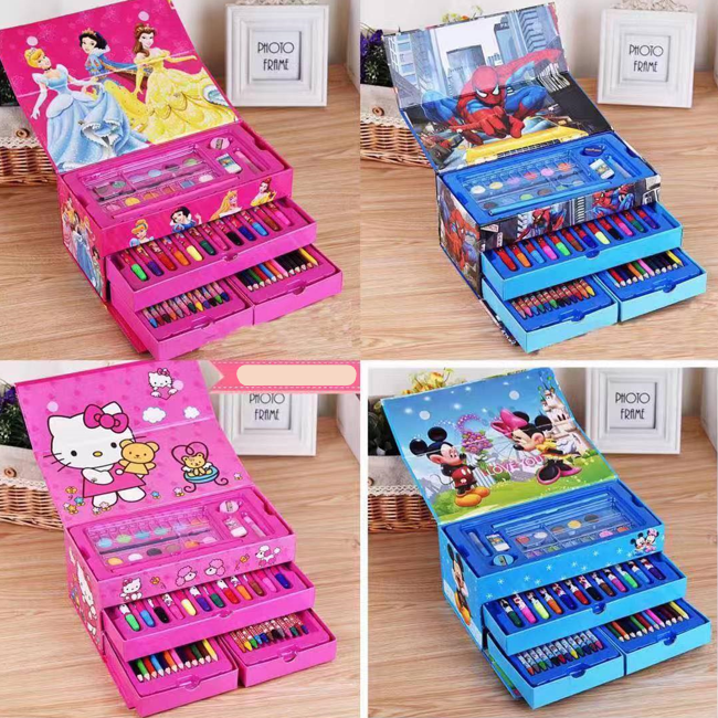 YMS 3 Layer Set Kids Drawing Art Set Cartoon Painting Color Pencil Set ...