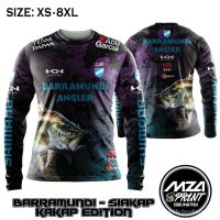 （ALL IN STOCK）  Angler fishing shirt barramundi Siakap fishing abbreviation output Jersey abbreviation | closures anti UV fishing | White KSTJ   (FREE NICK NAME LOGO)