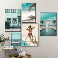 Sea Beach สาวสับปะรดสระว่ายน้ำ Wall Art ภาพวาดผ้าใบ Nordic Art โปสเตอร์และพิมพ์สำหรับตกแต่งห้องนั่งเล่น New