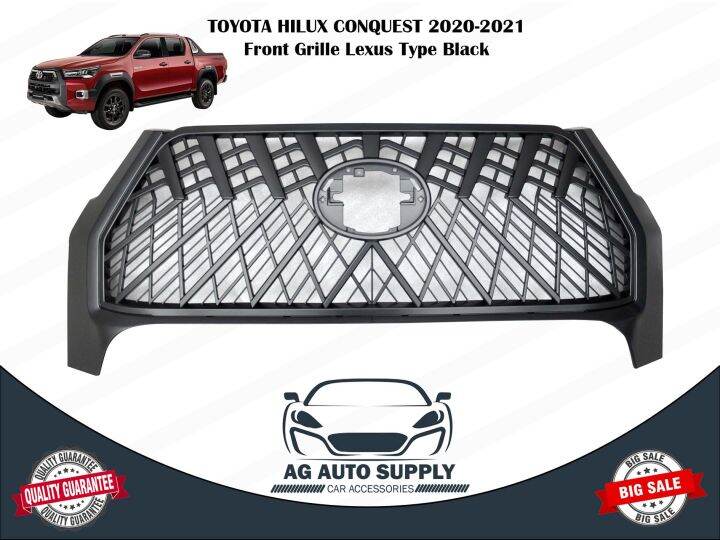 Front Grille Car Grill Guard All Black For TOYOTA HILUX CONQUEST 2020