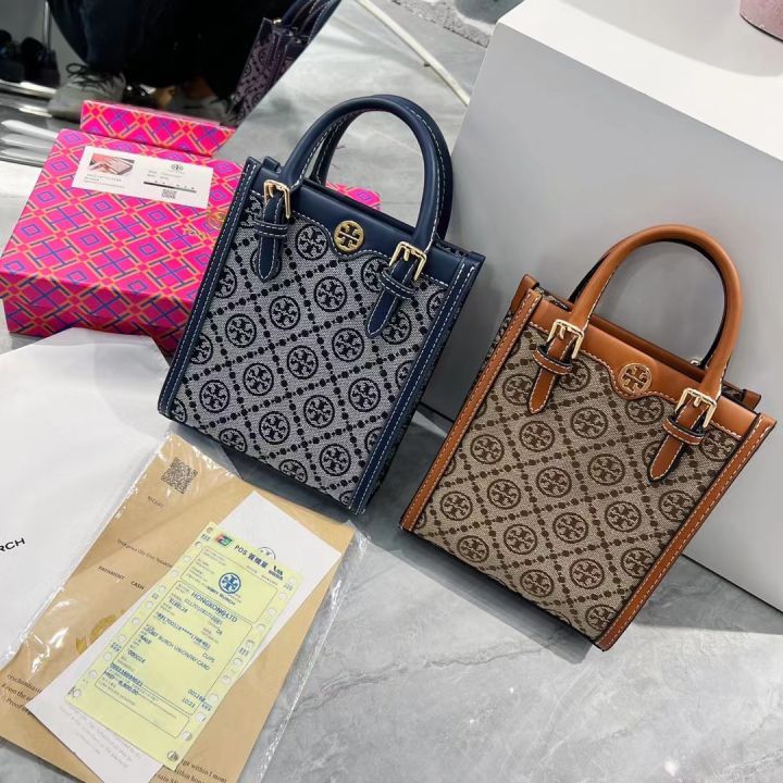 2023 thời trang mới chất lượng cao mini Tory Burch cũ hoa piano âm nhạc  tote túi cao cấp túi đeo chéo túi mua sắm túi vuông nhỏ trong kho với hộp |