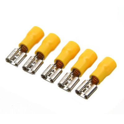 【LZ】▧  Conector de fio amarelo 4.0-6.0mm terminais de crimpagem com pá fêmea isolada 10-12 awg 50 peças