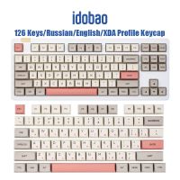 Idobao Mechanical Keycaps 126 Keys Keycap Set Russian English XDA Profile Custom Keycap DIY Beige Pink Green PBT Keycaps Dye-Sub