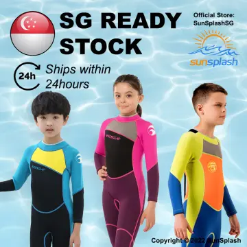Boys Girls Short Wetsuit- 2.5mm Neoprene Kids Thermal Swimsuit One Piece  Swimwear for Toddler Child Youth Swimming, Diving, Surfing,Grey-Large
