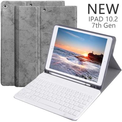 IPad Keyboard Case สำหรับ iPad 10.2 นิ้ว 2019,iPad 7th Generation Case/Stand พร้อมคีย์บอร์ดไร้สายที่ถอดออกได้,Smart Auto SLEEP/Wake Magnetic COVER ในตัวที่ใส่ดินสอสำหรับ Apple Tablet