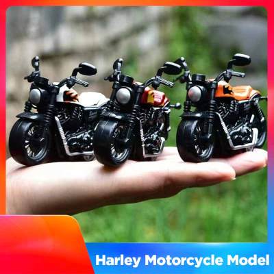 ของเล่นตกแต่งบ้านมอเตอร์ไซด์อัลลอยด์สำหรับตกแต่งโมเดลรถจักรยานยนต์ Harley รถมอเตอร์ไซด์รถลากของขวัญของเล่นเด็กชายเด็กจำลองการแข่งรถ