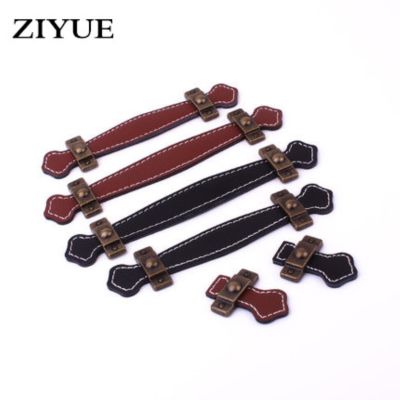 2PCS/LOT Vintage Leather Zinc Alloy Cabinet Knobs and Handles Brown Black Kitchen Cupboard Drawer Pull Handle