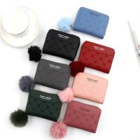 QianXing Shop Womens Purse Short Hairball Three-fold Wallet Wallet Wallet Clip