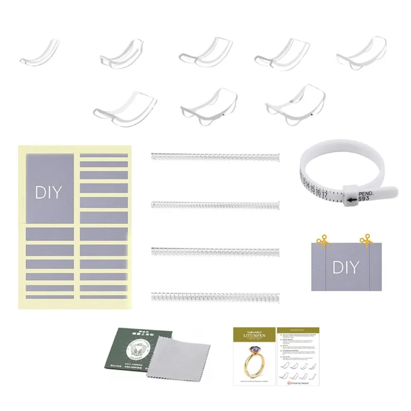 16 Pcs/set Invisible Ring Size Adjuster Transparent Spiral Ring Tightener  Reducer Jewelry Rings Size Guard Resizing Tool
