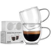 hotx【DT】 2Pcs Heat-Resistant Wall Glass Cup Beer Set Tumbler Mug Whiskey Mugs Transparent Drinkware