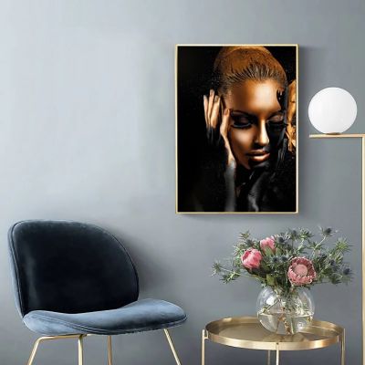 ที่สวยงามทองศิลปะผู้หญิงภาพวาดสีน้ำมันโปสเตอร์-นอร์ดิก Modern Home ห้องนั่งเล่นตกแต่งรูปภาพ-HD พิมพ์บนผ้าใบที่มีคุณภาพสูง