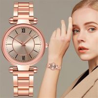 Luxury Rose Gold Stainless Steel Watches Femaleclassic Round Dial Quartz Watch Women Business Wristwatches Wrist Jewelry Reloj