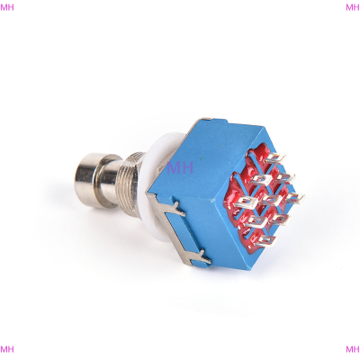 💖【Lowest price】MH 1x 9-pin 3PDT กีต้าร์เอฟเฟค Pedal BOX STOMP Foot Metal SWITCH True BYPASS BLUE