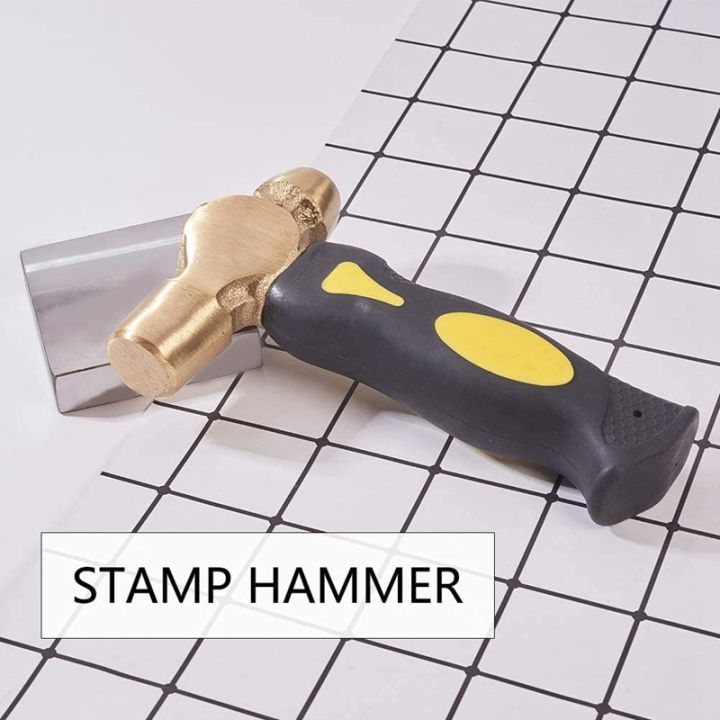 1lb-brass-metal-stamping-hammer-double-face-mallet-heads-brass-hammer-with-iron-anvil-for-diy-crafts-arts-jewelry-making