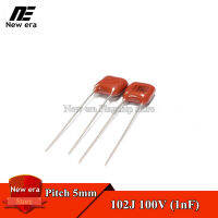 20Pcs CBB22 102J 100V 1nF 0.001UF CBB ตัวเก็บประจุฟิล์มโพลีโพรพิลีนเมทาลิค Capacitor Pitch 5MM 100V 102J 102K