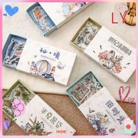 LY 40pcs/Boxed Office School Supplies Paper Stickers Album Decor Remembrance Time Series Diary Label Stationery Forest Wonderland Scrapbooking Kawaii Retro Pocket Sticker