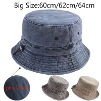 HOT★Topi Bucket กำมะหยี่ขนาดใหญ่พิเศษสำหรับฤดูใบไม้ร่วงและฤดูหนาวหมวกชาวประมงหัวโตหมวกขนแกะอบอุ่นแบบเกาหลีขนาดพิเศษหมวกบังแดด62ซม. 63ซม. 64ซม.