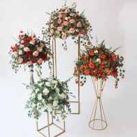 table flower centerpiece plants vine DIY wedding decor backdrop artificial flower ball silk floral bouquet wisteria rose Artificial Flowers  Plants