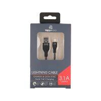 สายชาร์จ TECHPRO USB-A to Lightning Cable 1.0M. Black/White