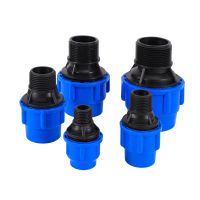 PE Water Pipe Quick Joint 1/2" 3/4" 1"1.2" 1.5" Male Thread to ID 20/25/32/40/50mm Non Hot Melt Reducing Straight Connector Blue Valves