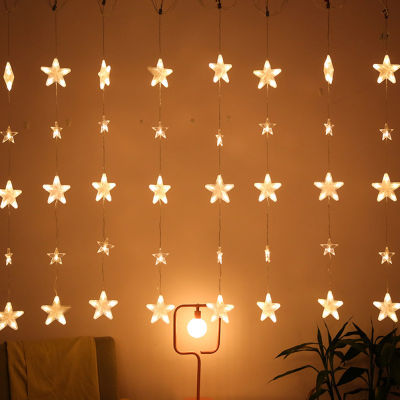 LED Fairy Curtain Light String Star Festival Garland Street String Light Christmas Decoration for Home Bedroom New Years Decor
